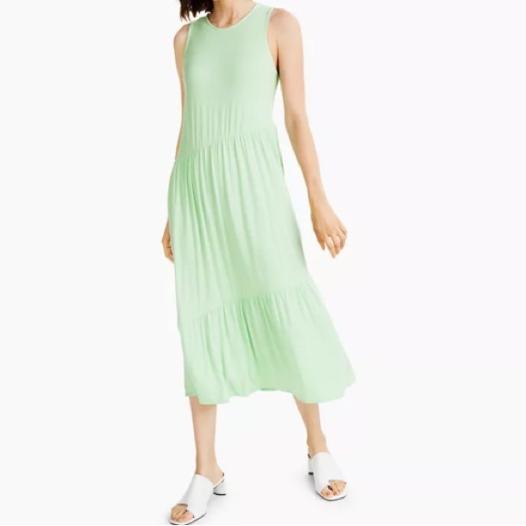 NWOT ALFANI Tiered Midi Sleeveless Dress  Pistachio Green Small - Picture 1 of 7
